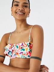 Accessorize Colour Splash Frill Bandeau Bikini Top - Image 3 of 4