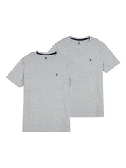 رمادي بخيوط شاحبة - من U.S. Polo Assn حزمة من 2 تيشرتات مريحة من القطن 100% - صورة 4 من 6