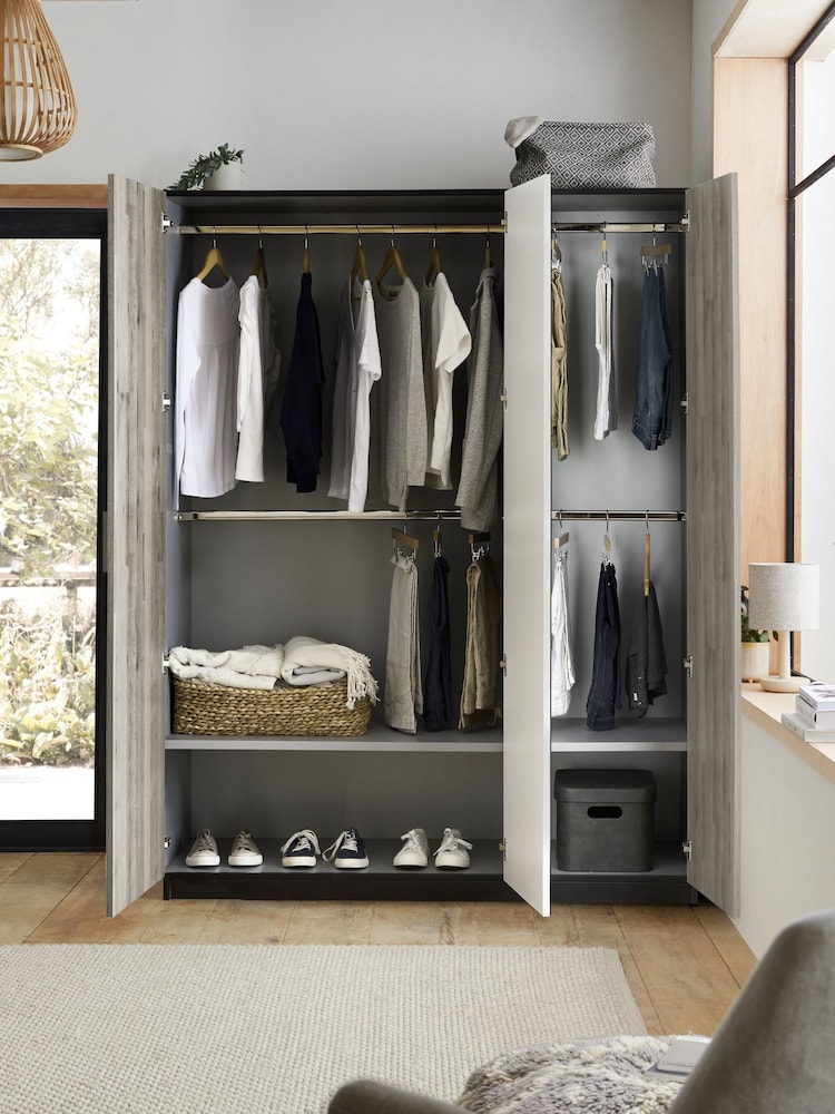 Grey Bronx Oak Triple Effect Semi Fitted Mirrored Wardrobe - Image 2 of 4