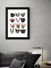 East End Prints Grey Pugs in Glasses Print by Hanna Melin - Image 2 of 2