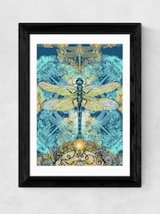 East End Prints Teal Blue Spirited Dragonfly Print by Becca Who - Image 1 of 2