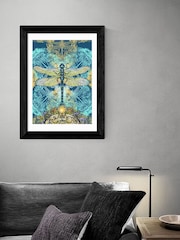 East End Prints Teal Blue Spirited Dragonfly Print by Becca Who - Image 2 of 2