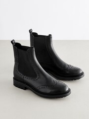 Black Forever Comfort® Brogue Leather Chelsea Boots - Image 1 of 4