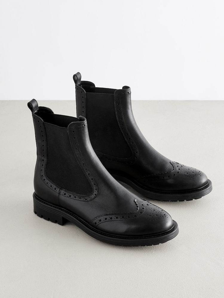 Black Forever Comfort® Brogue Leather Chelsea Boots - Image 1 of 4