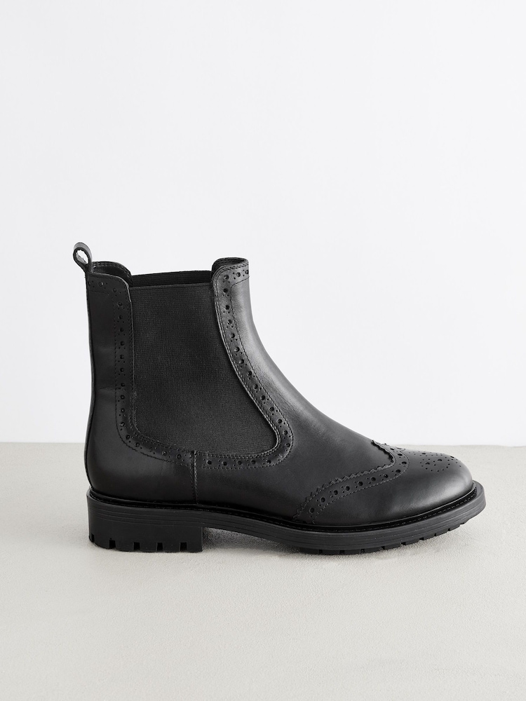 Black Forever Comfort® Brogue Leather Chelsea Boots - Image 2 of 4