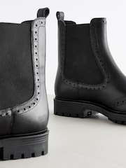 Black Forever Comfort® Brogue Leather Chelsea Boots - Image 4 of 4