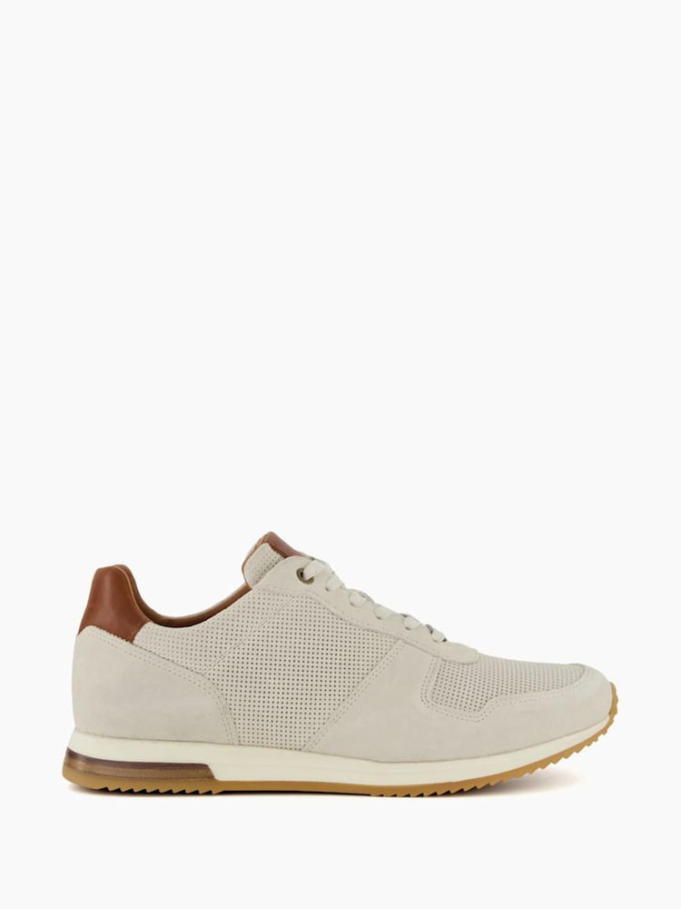 Dune London White Standard Fit Trilogy Perforated Runner Trainers - Image 1 of 5