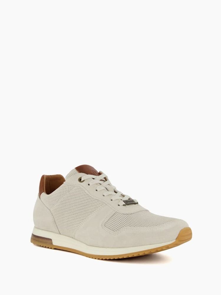 Dune London White Standard Fit Trilogy Perforated Runner Trainers - Image 3 of 5