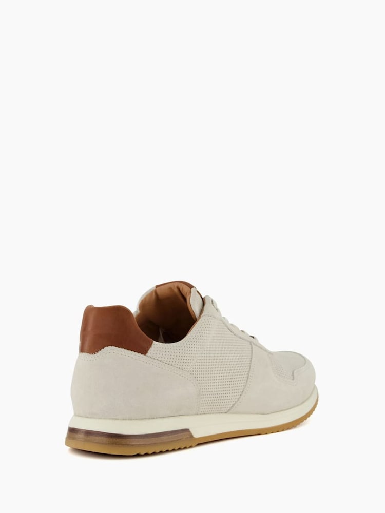 Dune London White Standard Fit Trilogy Perforated Runner Trainers - Image 4 of 5