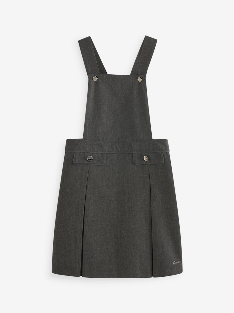 Clarks Grey School Tabard Pinafore Dress - Image 1 of 6 Clarks Grey School Tabard Pinafore Dress - Image 1 of 6