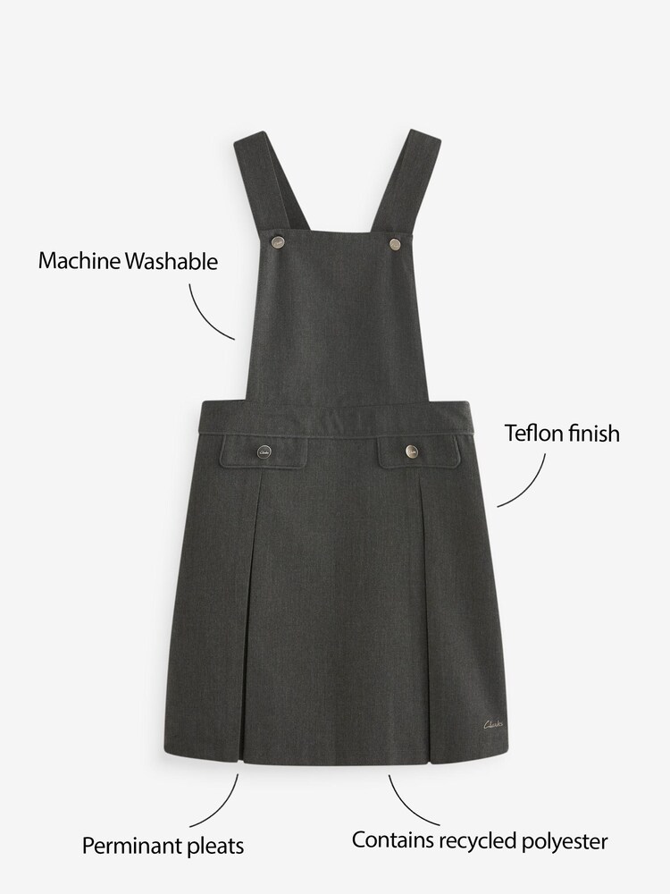Clarks Grey School Tabard Pinafore Dress - Image 6 of 6 Clarks Grey School Tabard Pinafore Dress - Image 6 of 6