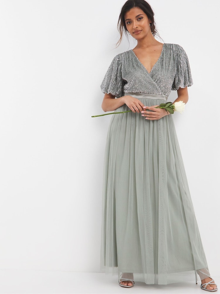 Joanna Hope Green Sequin Bridesmaid Dress - Image 1 of 4