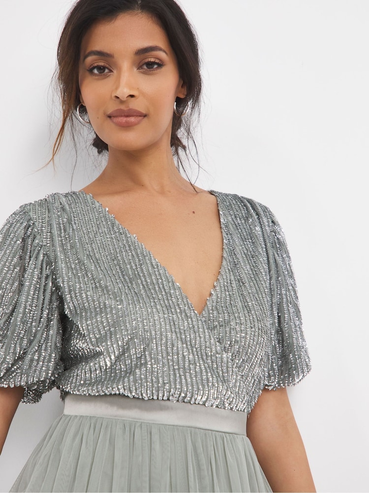 Joanna Hope Green Sequin Bridesmaid Dress - Image 4 of 4
