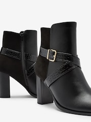 Black Forever Comfort® Buckle Detail Heeled Ankle Boots - Image 8 of 8