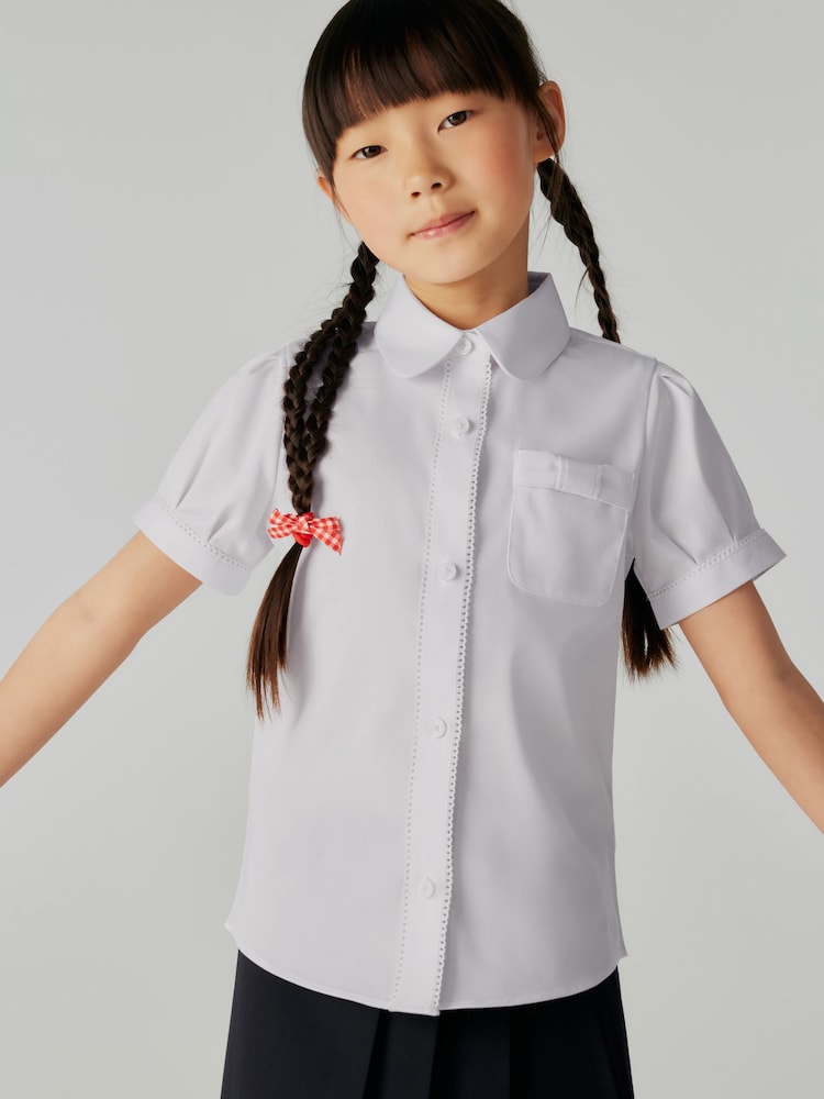 Clarks White Girls Bow Short Sleeve Shirt - Image 1 of 11