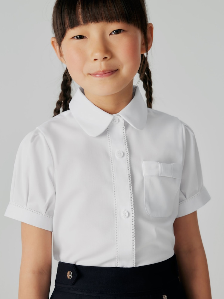 Clarks White Girls Bow Short Sleeve Shirt - Image 2 of 11