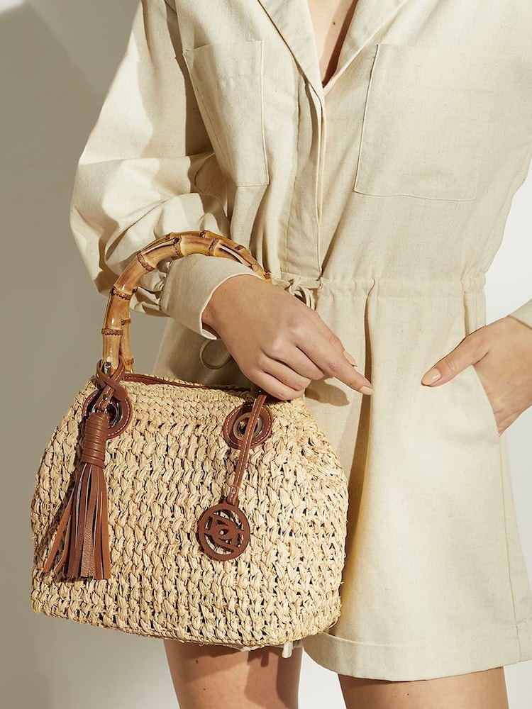 Dune London Natural Delta Bamboo Handle Bag - Image 5 of 5