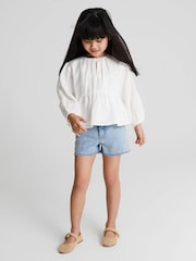 Reiss Light Blue Mila Jr Denim Shorts - Image 1 of 5