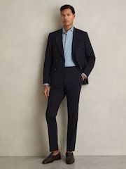 Reiss Blue Draper Washed Chambray Button-Through Shirt - Image 3 of 7