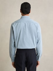 Reiss Blue Draper Washed Chambray Button-Through Shirt - Image 5 of 7