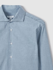 Reiss Blue Draper Washed Chambray Button-Through Shirt - Image 6 of 7