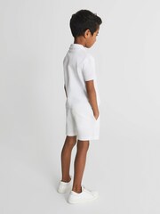 Reiss White Billy Junior Half Zip Textured Polo T-Shirt - Image 3 of 5