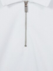 Reiss White Billy Junior Half Zip Textured Polo T-Shirt - Image 5 of 5