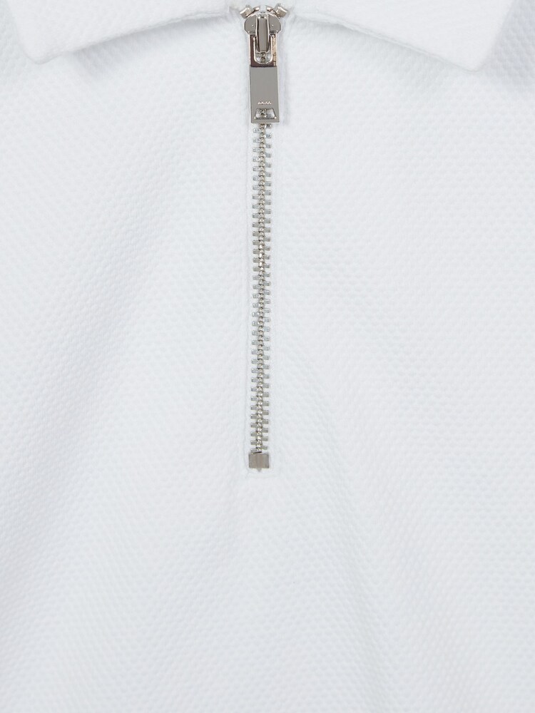 Reiss White Billy Junior Half Zip Textured Polo T-Shirt - Image 5 of 5