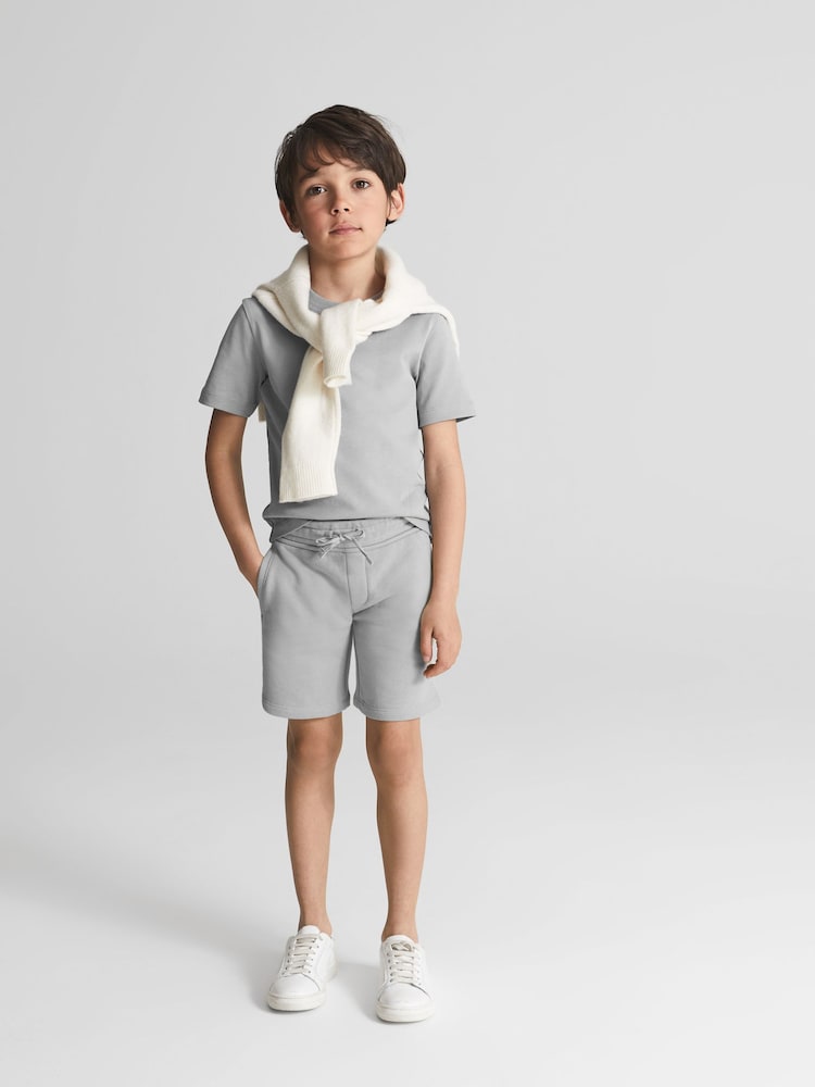 Reiss Dusty Blue Henry Drawstring Jersey Shorts - Image 1 of 6 Reiss Dusty Blue Henry Drawstring Jersey Shorts - Image 1 of 6