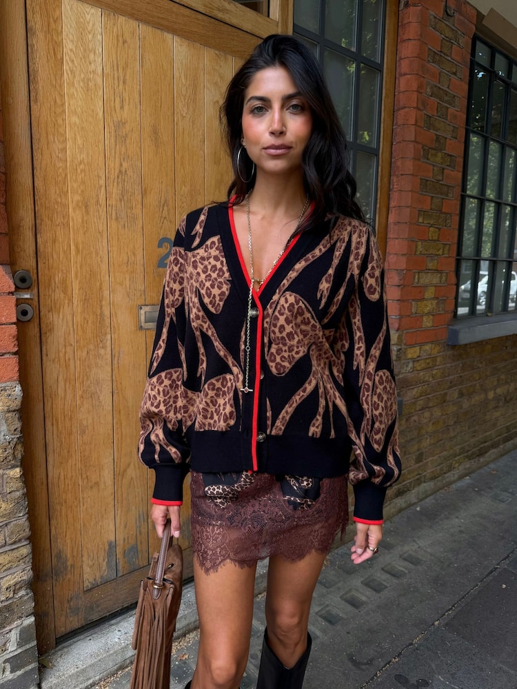 Never Fully Dressed Leopard Bow Cardigan - Bilde 2 av 5