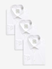 White Slim Fit 100% Cotton Shirts 3 Pack - Image 1 of 6