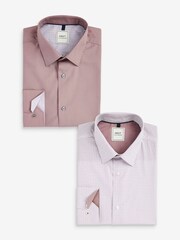 Pink Geometric Regular Fit Trimmed Shirts 2 Pack - Image 1 of 8