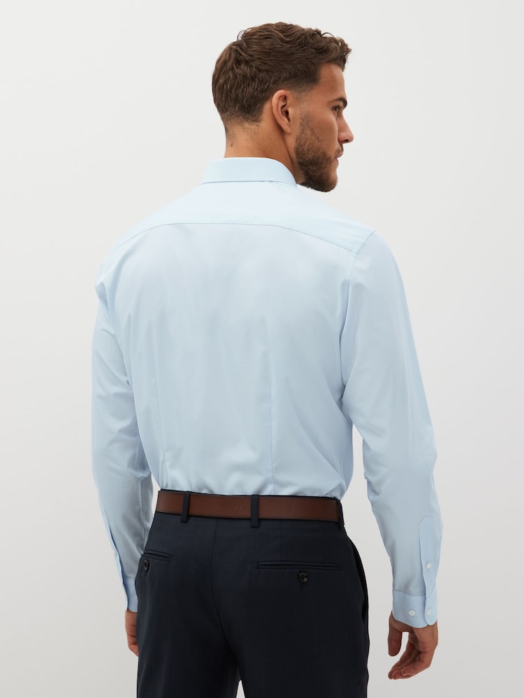 White/Blue Slim Fit Easy Care Single Cuff Shirts 2 Pack - Image 6 of 9