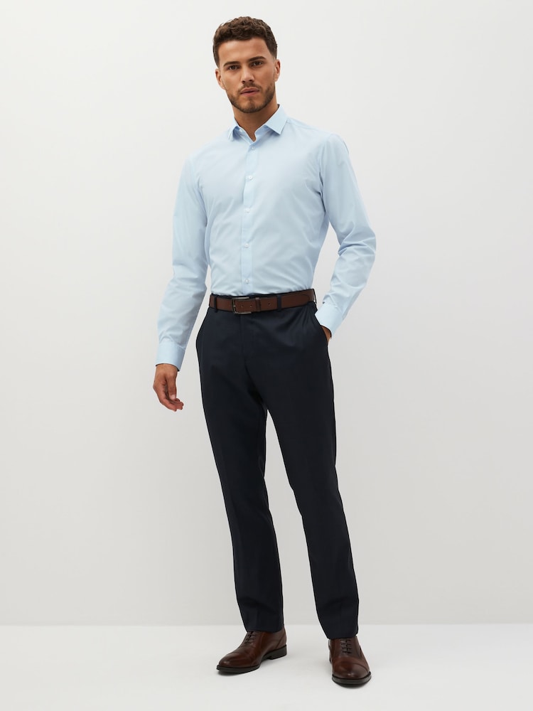 White/Blue Slim Fit Easy Care Single Cuff Shirts 2 Pack - Image 7 of 9