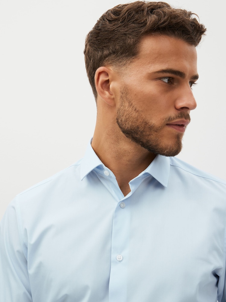 White/Blue Slim Fit Easy Care Single Cuff Shirts 2 Pack - Image 8 of 9