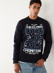 Bleu marine - pull sweat Noël Pac-Man - Image 1 of 5