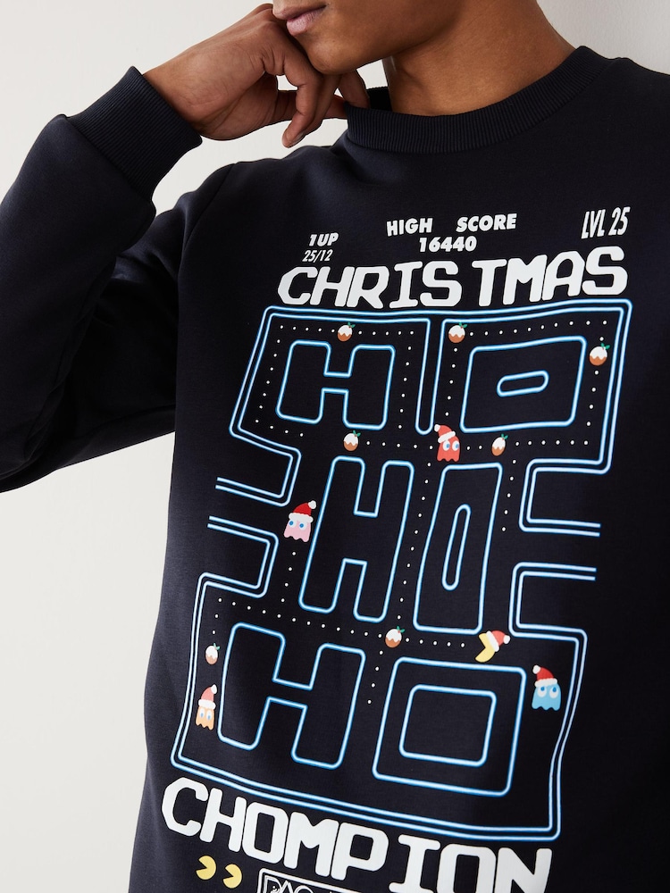 Bleu marine - pull sweat Noël Pac-Man - Image 3 of 5