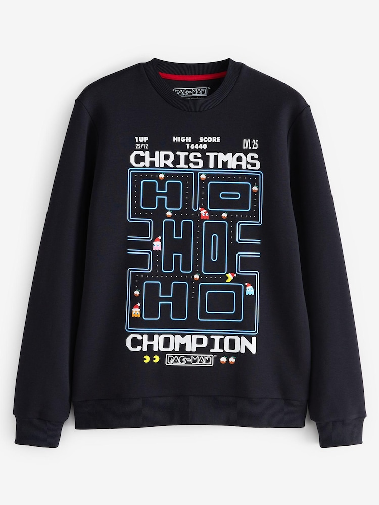 Bleu marine - pull sweat Noël Pac-Man - Image 5 of 5