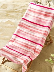 Pink 100% Cotton Beach Towel - Image 1 of 2