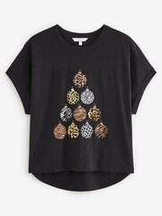 Weihnachtskugel, Schwarz - Kastiges T-Shirt - Bild 5 von 5