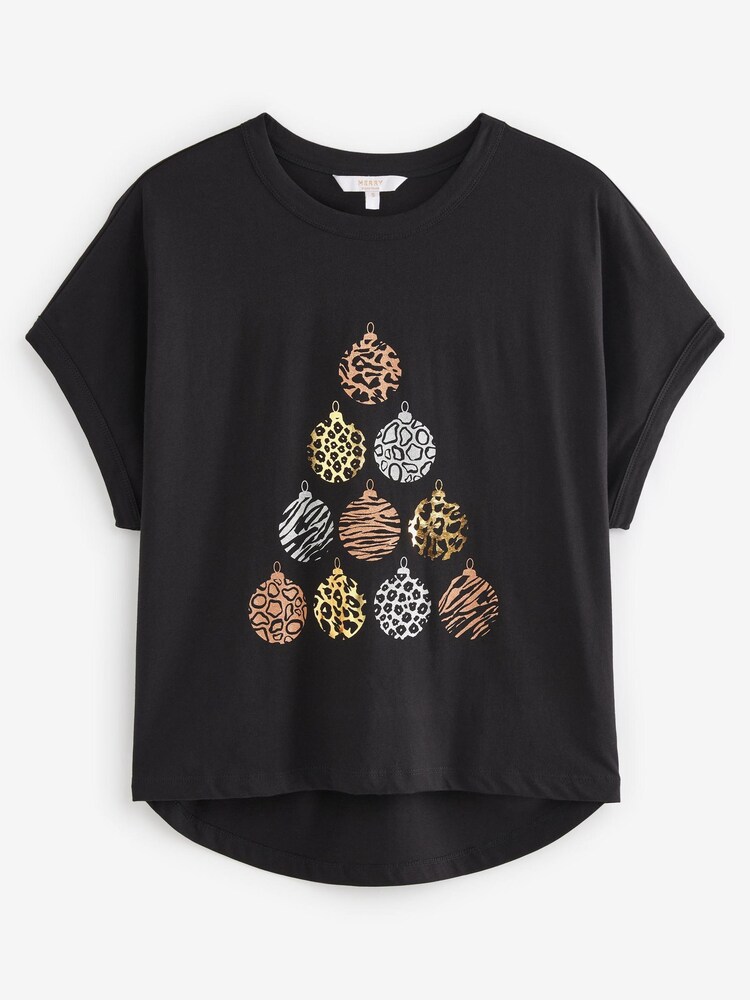 Weihnachtskugel, Schwarz - Kastiges T-Shirt - Bild 5 von 5