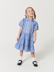 Clarks Sky Blue Clarks Gingham School Dress and Scrunchie Set - Image 1 of 11