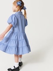 Clarks Sky Blue Clarks Gingham School Dress and Scrunchie Set - Image 4 of 11