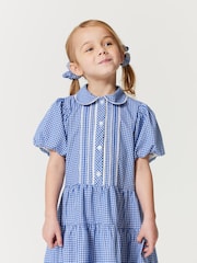 Clarks Sky Blue Clarks Gingham School Dress and Scrunchie Set - Image 7 of 11