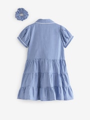 Clarks Sky Blue Clarks Gingham School Dress and Scrunchie Set - Image 9 of 11