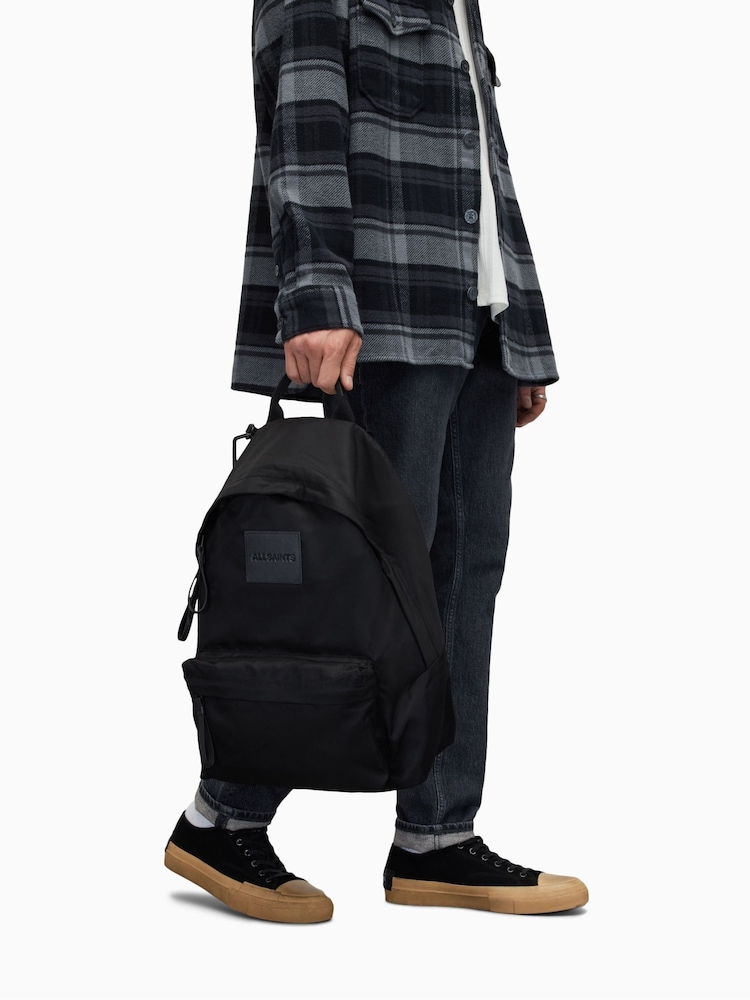 AllSaints Black Carabiner Nylon Back Bag - Image 1 of 4