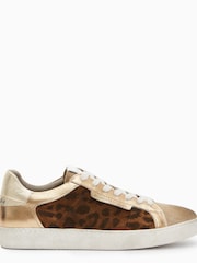 AllSaints Brown Sheer Leopard Sneakers - Image 1 of 6
