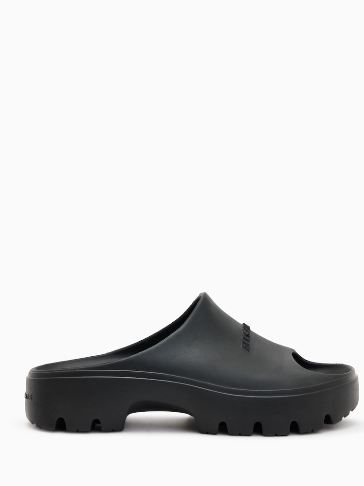 AllSaints Black Eclipse Flatform Sliders - Image 1 of 5