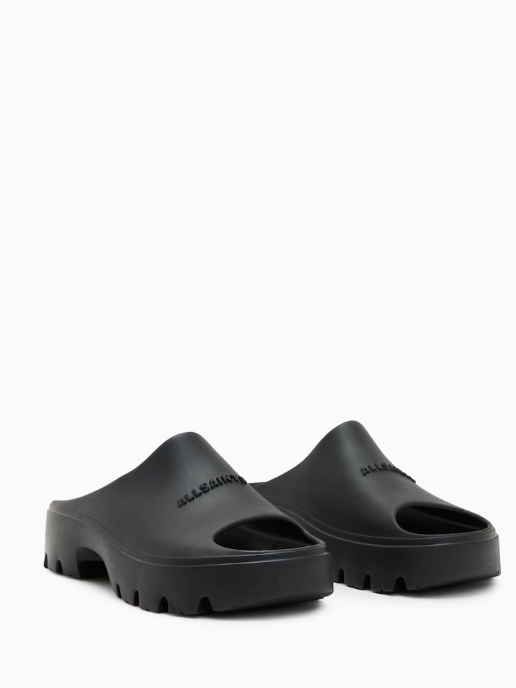 AllSaints Black Eclipse Flatform Sliders - Image 2 of 5