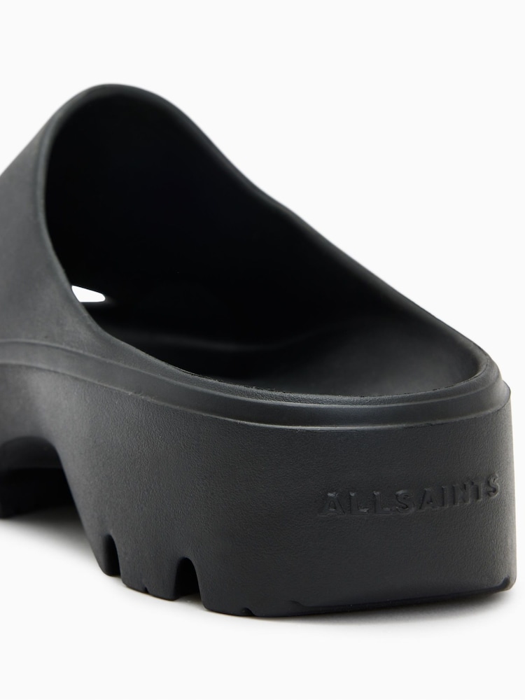 AllSaints Black Eclipse Flatform Sliders - Image 5 of 5